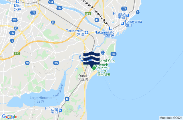 Karte der Gezeiten Mito-shi, Japan