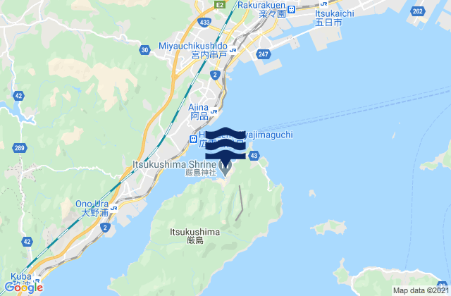 Karte der Gezeiten Miyajima, Japan