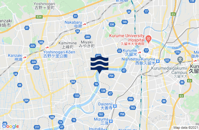 Karte der Gezeiten Miyaki-gun, Japan