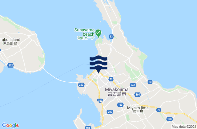 Karte der Gezeiten Miyakojima Shi, Japan