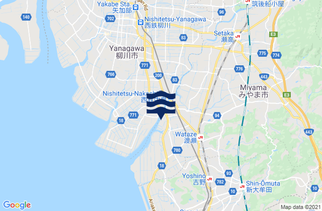 Karte der Gezeiten Miyama Shi, Japan