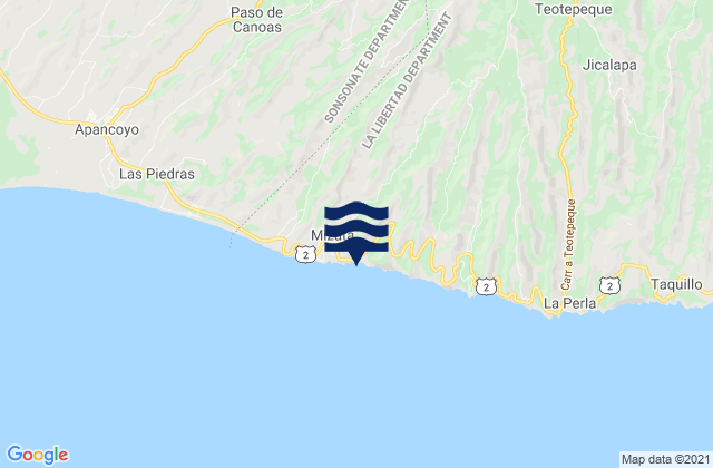 Karte der Gezeiten Mizata, El Salvador