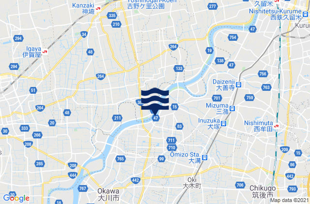 Karte der Gezeiten Mizuma-gun, Japan
