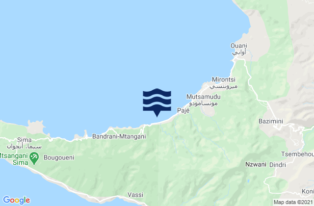 Karte der Gezeiten Mjimandra, Comoros