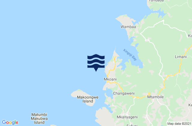 Karte der Gezeiten Mkoani Pemba Island, Tanzania