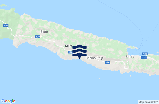 Karte der Gezeiten Mljet, Croatia