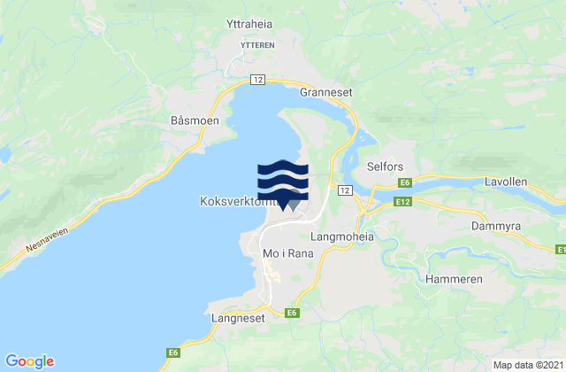 Karte der Gezeiten Mo i Rana, Norway