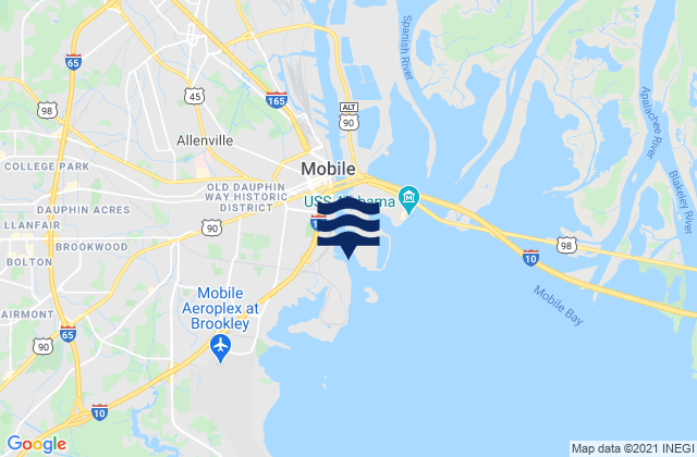Karte der Gezeiten Mobile River entrance, United States