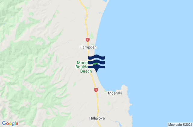 Karte der Gezeiten Moeraki Beach, New Zealand
