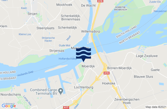 Karte der Gezeiten Moerdijk, Netherlands