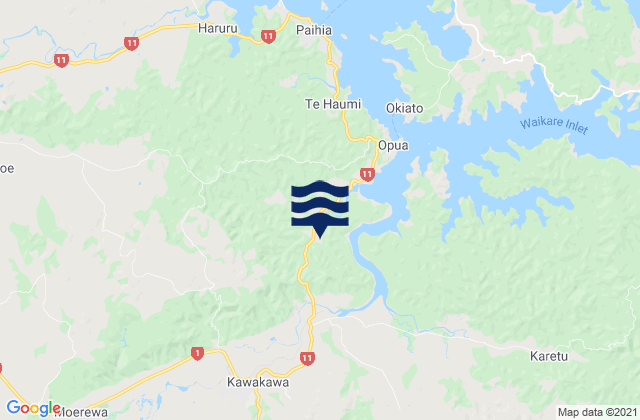 Karte der Gezeiten Moerewa, New Zealand