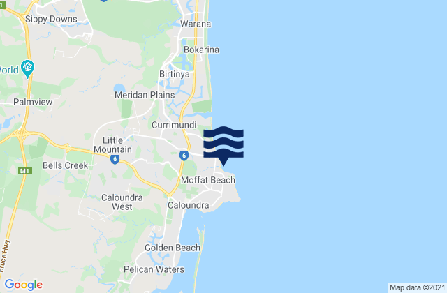 Karte der Gezeiten Moffat Beach, Australia