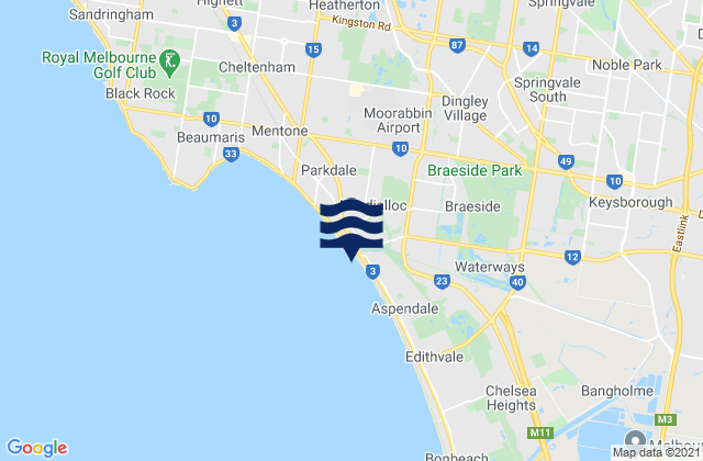 Karte der Gezeiten Moffats Left, Australia