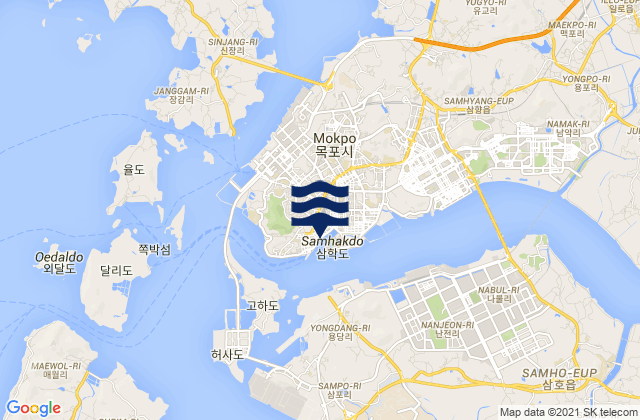 Karte der Gezeiten Mogpo, South Korea