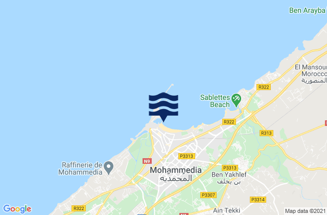 Karte der Gezeiten Mohammedia, Morocco