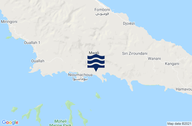 Karte der Gezeiten Mohéli, Comoros