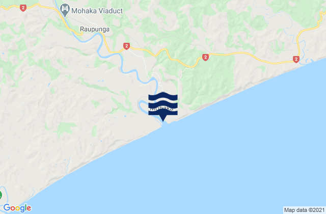 Karte der Gezeiten Mokau Inlet, New Zealand