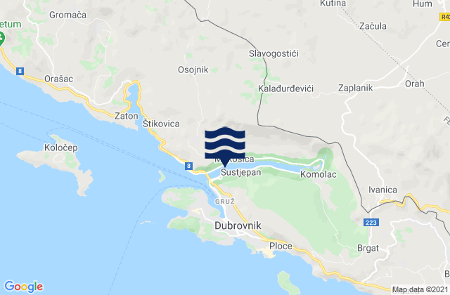 Karte der Gezeiten Mokošica, Croatia