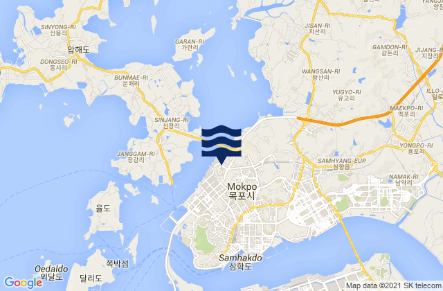 Karte der Gezeiten Mokpo, South Korea