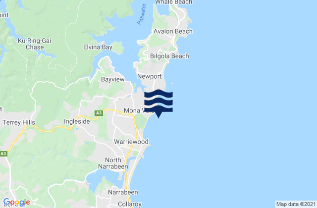 Karte der Gezeiten Mona Vale Beach, Australia