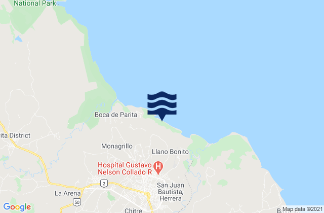 Karte der Gezeiten Monagrillo, Panama