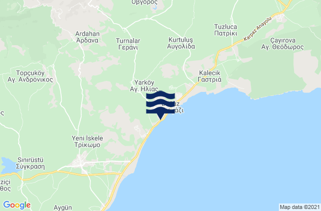 Karte der Gezeiten Monargá, Cyprus
