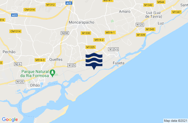 Karte der Gezeiten Moncarapacho, Portugal