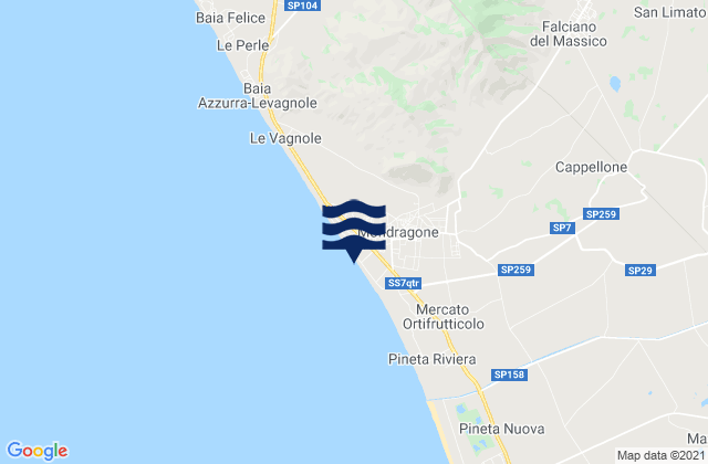 Karte der Gezeiten Mondragone, Italy