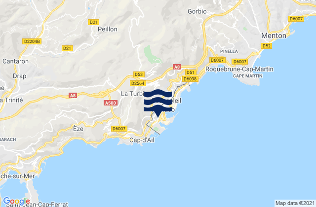 Karte der Gezeiten Moneghetti, Monaco