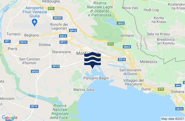 Karte der Gezeiten Monfalcone, Italy