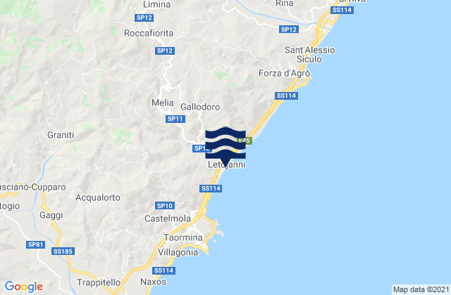 Karte der Gezeiten Mongiuffi Melia, Italy