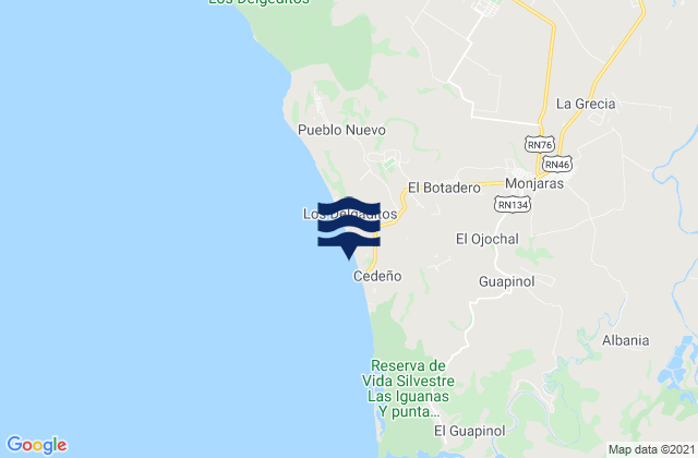 Karte der Gezeiten Monjarás, Honduras