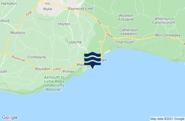Karte der Gezeiten Monmouth Beach, United Kingdom