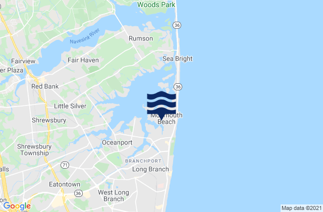 Karte der Gezeiten Monmouth Beach, United States