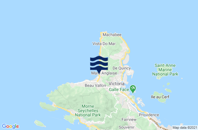 Karte der Gezeiten Mont Buxton, Seychelles