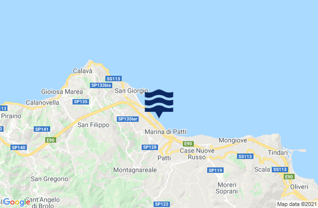 Karte der Gezeiten Montagnareale, Italy