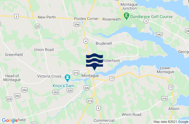 Karte der Gezeiten Montague, Canada
