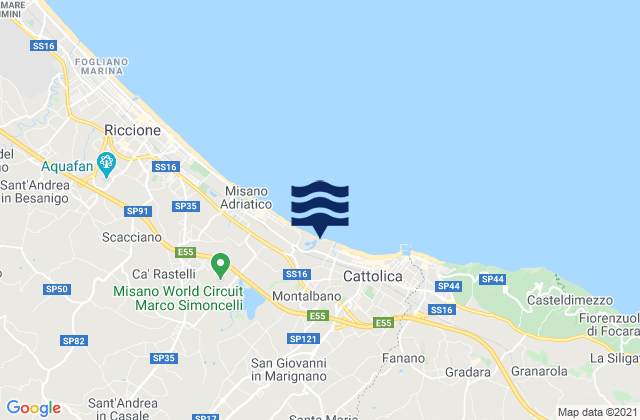 Karte der Gezeiten Montalbano, Italy