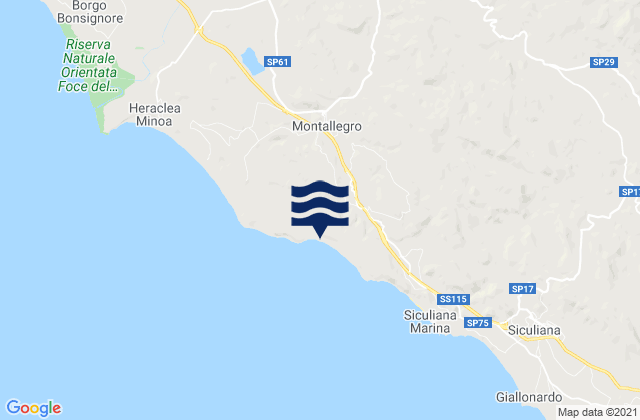 Karte der Gezeiten Montallegro, Italy