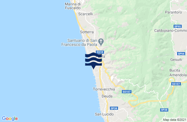 Karte der Gezeiten Montalto Uffugo, Italy