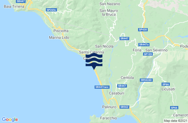 Karte der Gezeiten Montano Antilia, Italy