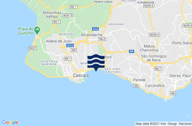 Karte der Gezeiten Monte Estoril, Portugal