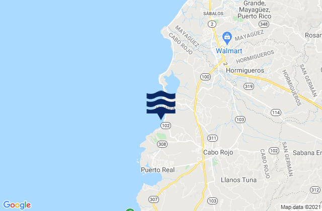 Karte der Gezeiten Monte Grande, Puerto Rico