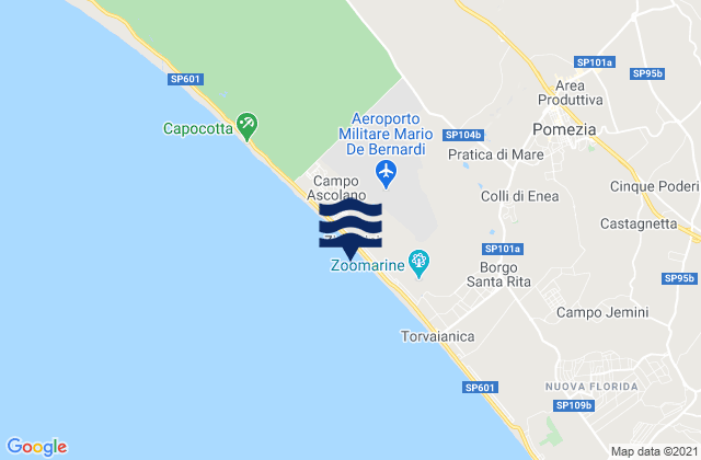 Karte der Gezeiten Monte Migliore La Selvotta, Italy