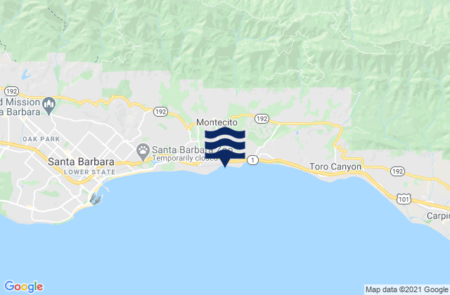 Karte der Gezeiten Montecito, United States