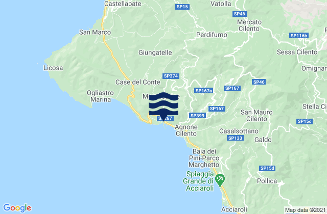 Karte der Gezeiten Montecorice, Italy