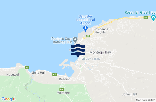 Karte der Gezeiten Montego Bay, Jamaica