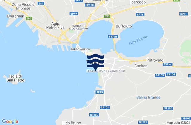 Karte der Gezeiten Monteiasi, Italy