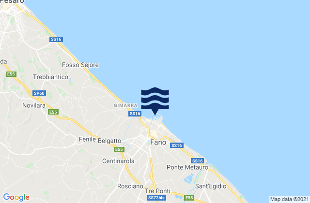 Karte der Gezeiten Montemaggiore al Metauro, Italy