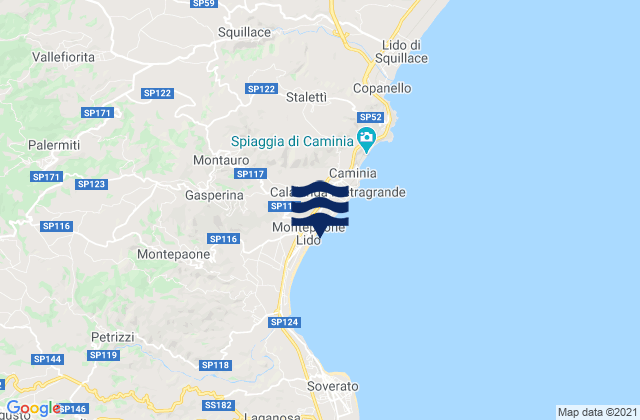 Karte der Gezeiten Montepaone Lido, Italy